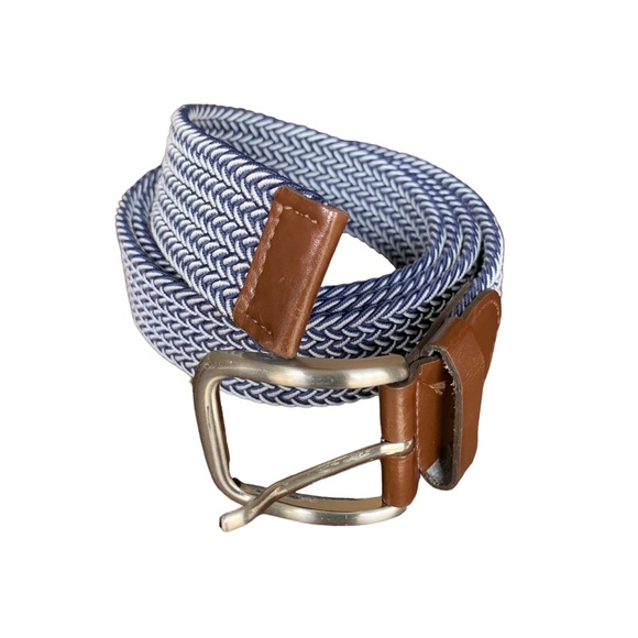 Other - Herringbone Navy White Woven Cloth Belt Sz XL